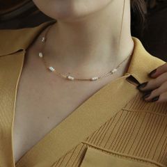 Vòng Cổ Ngọc Trai Đính Chùm 3 Hạt Ngọc Trai Tự Nhiên 3-4mm Cách Khoản Đáng Yêu MADAME HIEN PEARLS CT028