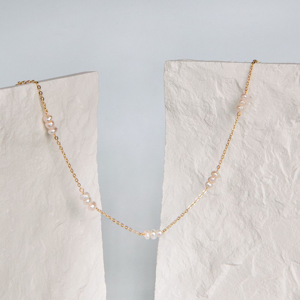 Vòng Cổ Ngọc Trai Đính Chùm 3 Hạt Ngọc Trai Tự Nhiên 3-4mm Cách Khoản Đáng Yêu MADAME HIEN PEARLS CT028