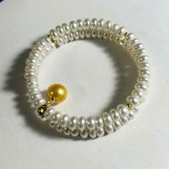 DESIGNER JEWELRY Vòng Tay Ngọc Trai Hạt Bắp VIP Điểm Bi Vàng Mặt Ngọc Trai 1 Hạt Vàng Sang Trọng MADAME HIEN PEARL Cho Nữ VTT120