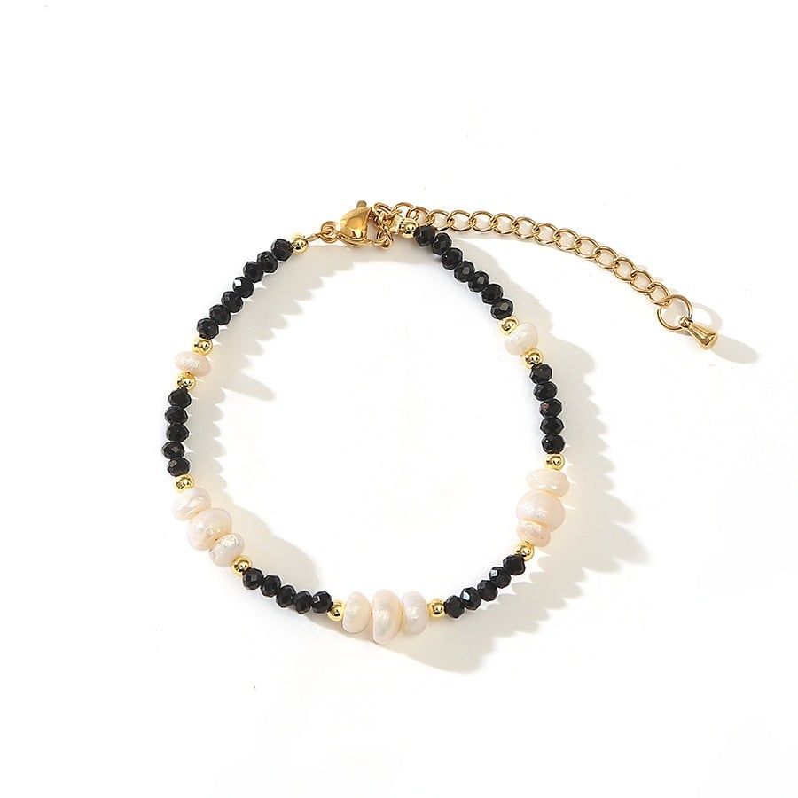 Bộ Set Vòng Cổ Và Vòng Tay Pha Lê Đen Phối Ngọc Trai Nhí Kiểu Dáng Spinel MADAME HIEN PEARLS Unisex Nam Nữ SPS083