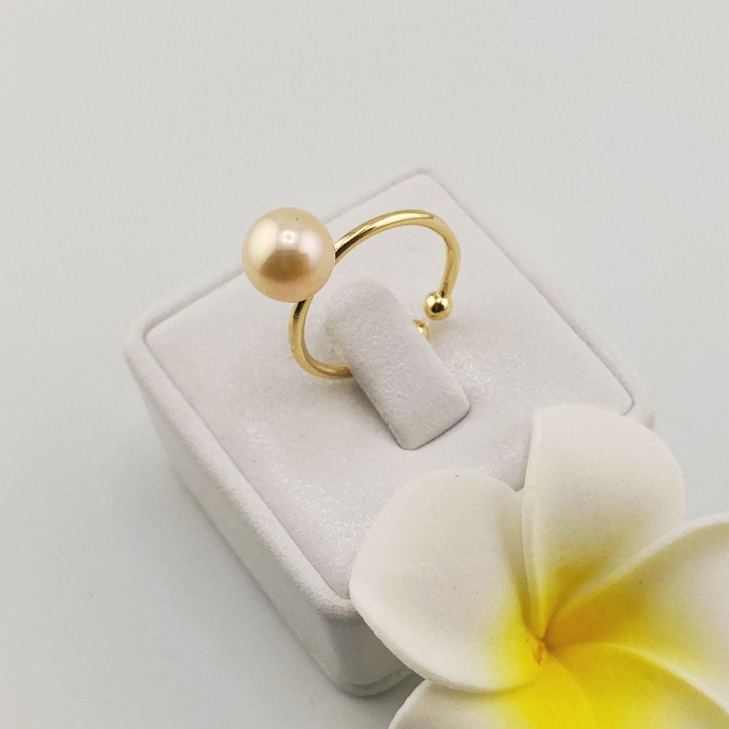 Nhẫn Ngọc Trai Tối Giản Khung Vàng Đính 1 Hạt Ngọc Trai Tự Nhiên Thời Trang NN012