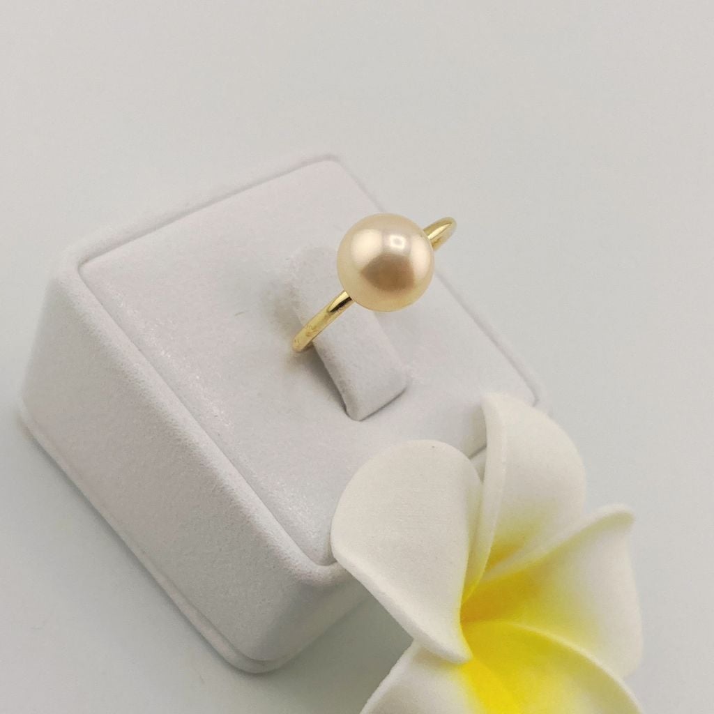 Nhẫn Ngọc Trai Tối Giản Khung Vàng Đính 1 Hạt Ngọc Trai Tự Nhiên Thời Trang NN012