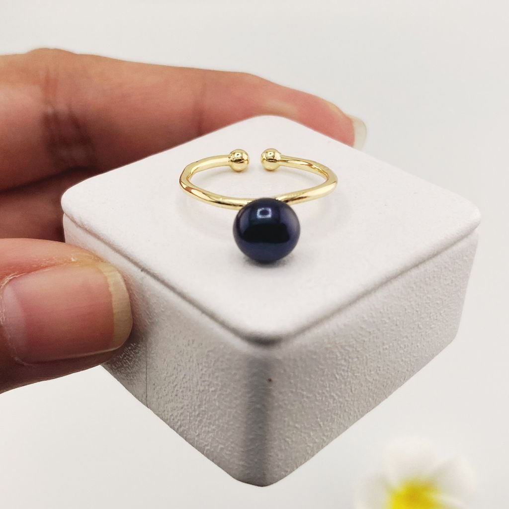 Nhẫn Ngọc Trai Tối Giản Khung Vàng Đính 1 Hạt Ngọc Trai Tự Nhiên Thời Trang NN012