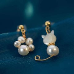 Bông Tai Ngọc Trai Tự Nhiên Chân Mèo Và Mèo Con Bất Đối Xứng AB MADAME HIEN PEARLS Đáng Yêu Cho Nữ BTT111