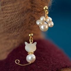 Bông Tai Ngọc Trai Tự Nhiên Chân Mèo Và Mèo Con Bất Đối Xứng AB MADAME HIEN PEARLS Đáng Yêu Cho Nữ BTT111