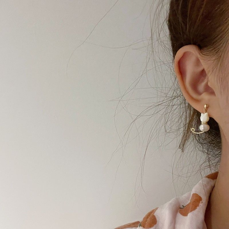 Bông Tai Ngọc Trai Tự Nhiên Chân Mèo Và Mèo Con Bất Đối Xứng AB MADAME HIEN PEARLS Đáng Yêu Cho Nữ BTT111