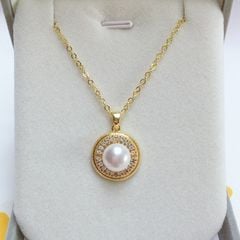 Mặt Vòng Cổ Ngọc Trai Tự Nhiên MADAME HIEN PEARLS Kiểu Dáng Khung Tròn Đính Đá Đơn Giản Đáng Yêu Cho Nữ MN046