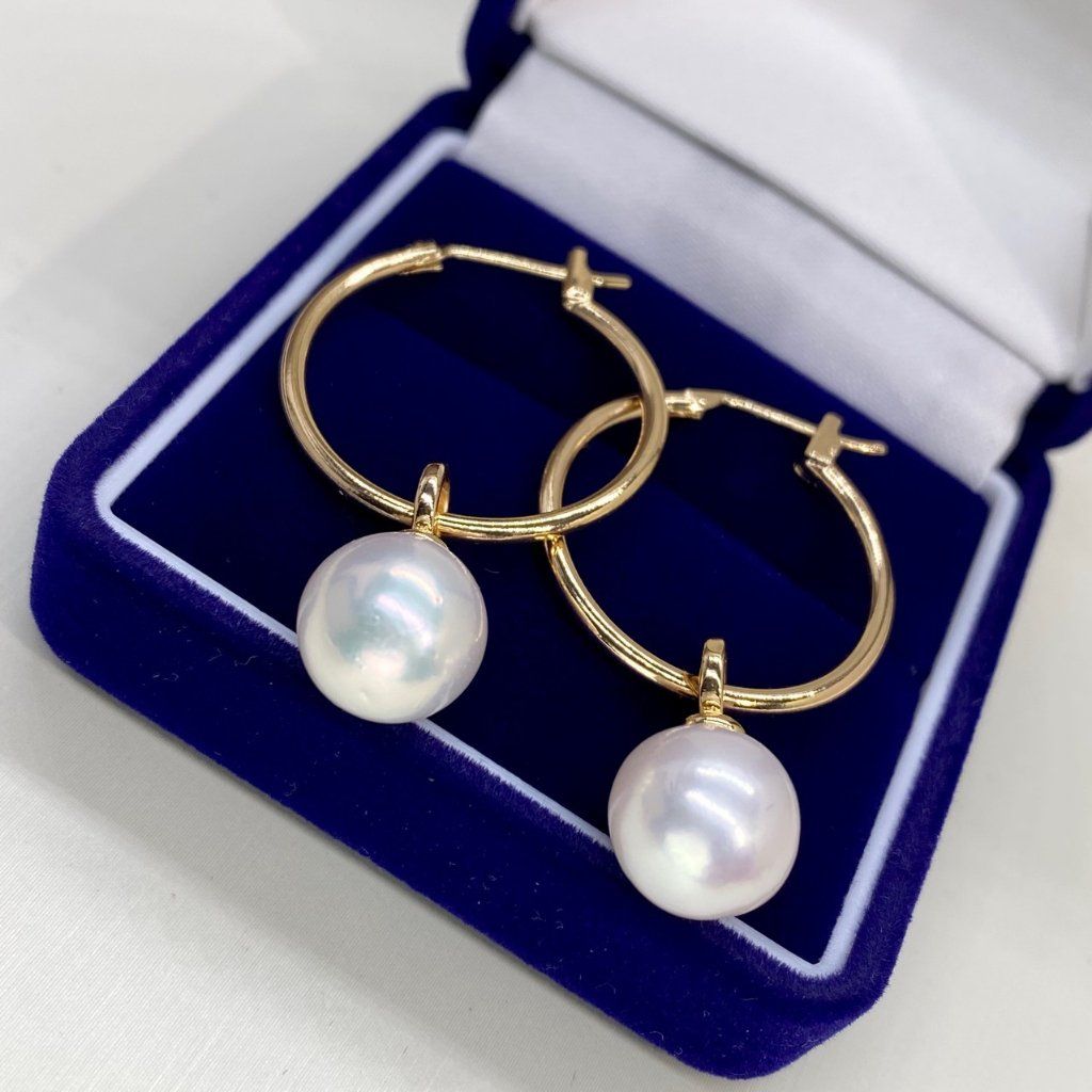 Bông Tai Ngọc Trai Tự Nhiên Mặt Vòng Tròn To Mạ Vàng Thật 14k Đính 1 Hạt Ngọc Trai Tròn Tự Nhiên MADAME HIEN PEARLS Dễ Thương Cho Nữ BTT088