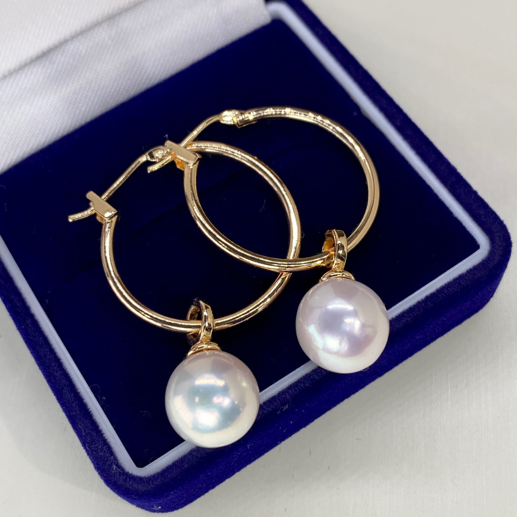 Bông Tai Ngọc Trai Tự Nhiên Mặt Vòng Tròn To Mạ Vàng Thật 14k Đính 1 Hạt Ngọc Trai Tròn Tự Nhiên MADAME HIEN PEARLS Dễ Thương Cho Nữ BTT088