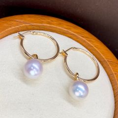 Bông Tai Ngọc Trai Tự Nhiên Mặt Vòng Tròn To Mạ Vàng Thật 14k Đính 1 Hạt Ngọc Trai Tròn Tự Nhiên MADAME HIEN PEARLS Dễ Thương Cho Nữ BTT088