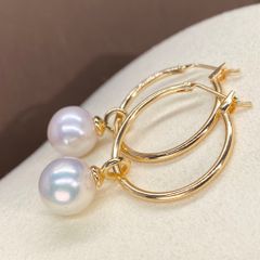 Bông Tai Ngọc Trai Tự Nhiên Mặt Vòng Tròn To Mạ Vàng Thật 14k Đính 1 Hạt Ngọc Trai Tròn Tự Nhiên MADAME HIEN PEARLS Dễ Thương Cho Nữ BTT088