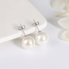 Bông Tai Bạc Ý s925 Đính 1 Hạt Ngọc Trai Tự Nhiên 7-8mm Tối Giản MADAME HIEN PEARLS BTT051
