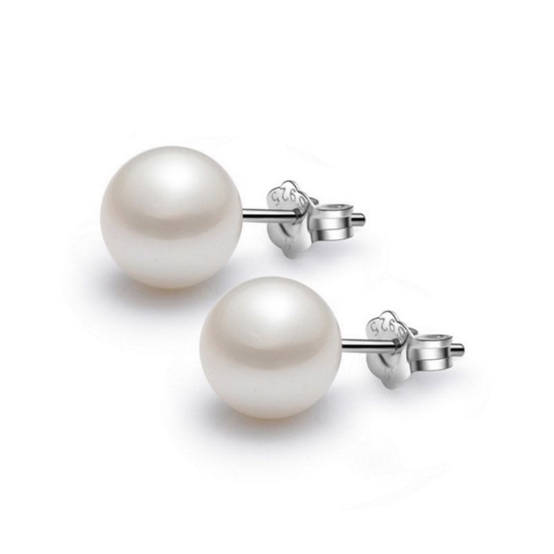 Bông Tai Bạc Ý s925 Đính 1 Hạt Ngọc Trai Tự Nhiên 7-8mm Tối Giản MADAME HIEN PEARLS BTT051