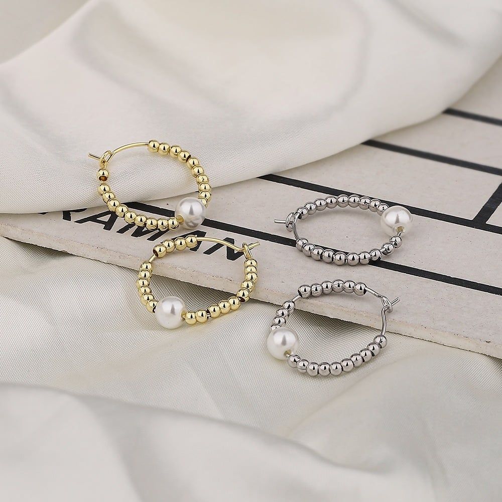 Bông Tai Ngọc Trai Tự Nhiên Vòng Tròn To Đính 1 Hạt Ngọc Trai Tự Nhiên Tối Giản MADAME HIEN PEARLS Cho Nữ BTT100