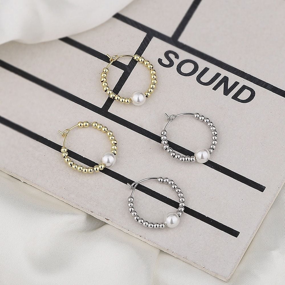 Bông Tai Ngọc Trai Tự Nhiên Vòng Tròn To Đính 1 Hạt Ngọc Trai Tự Nhiên Tối Giản MADAME HIEN PEARLS Cho Nữ BTT100