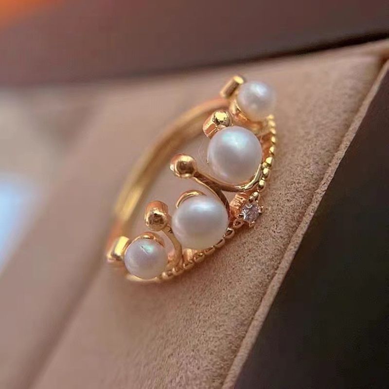 Nhẫn Ngọc Trai Tự Nhiên Vương Miện 4 Hạt Tứ Quý Phát Tài MADAME HIEN PEARLS NN063