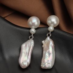 Bông tai Ngọc Trai Tua Rua Baroque Pipa Mặt Nụ MADAME HIEN PEARLS Thời Trang Nữ BTB074