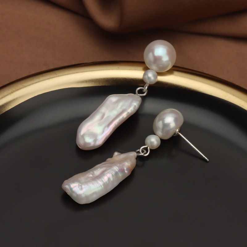 Bông tai Ngọc Trai Tua Rua Baroque Pipa Mặt Nụ MADAME HIEN PEARLS Thời Trang Nữ BTB074