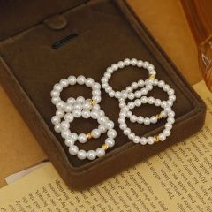 Nhẫn Chuỗi Ngọc Trai Tự Nhiên Nhí 3-4mm Mặt Bi Bạc s925 MADAME HIEN PEARLS Cho Nữ NT008