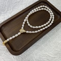 Vòng Cổ Choker Hạt Gạo Tự Nhiên 57cm 7-8mm Khoá Rắn Sang Trọng Tinh Tế Cá Tính MADAME HIEN PEARLS Cho Nữ CG079