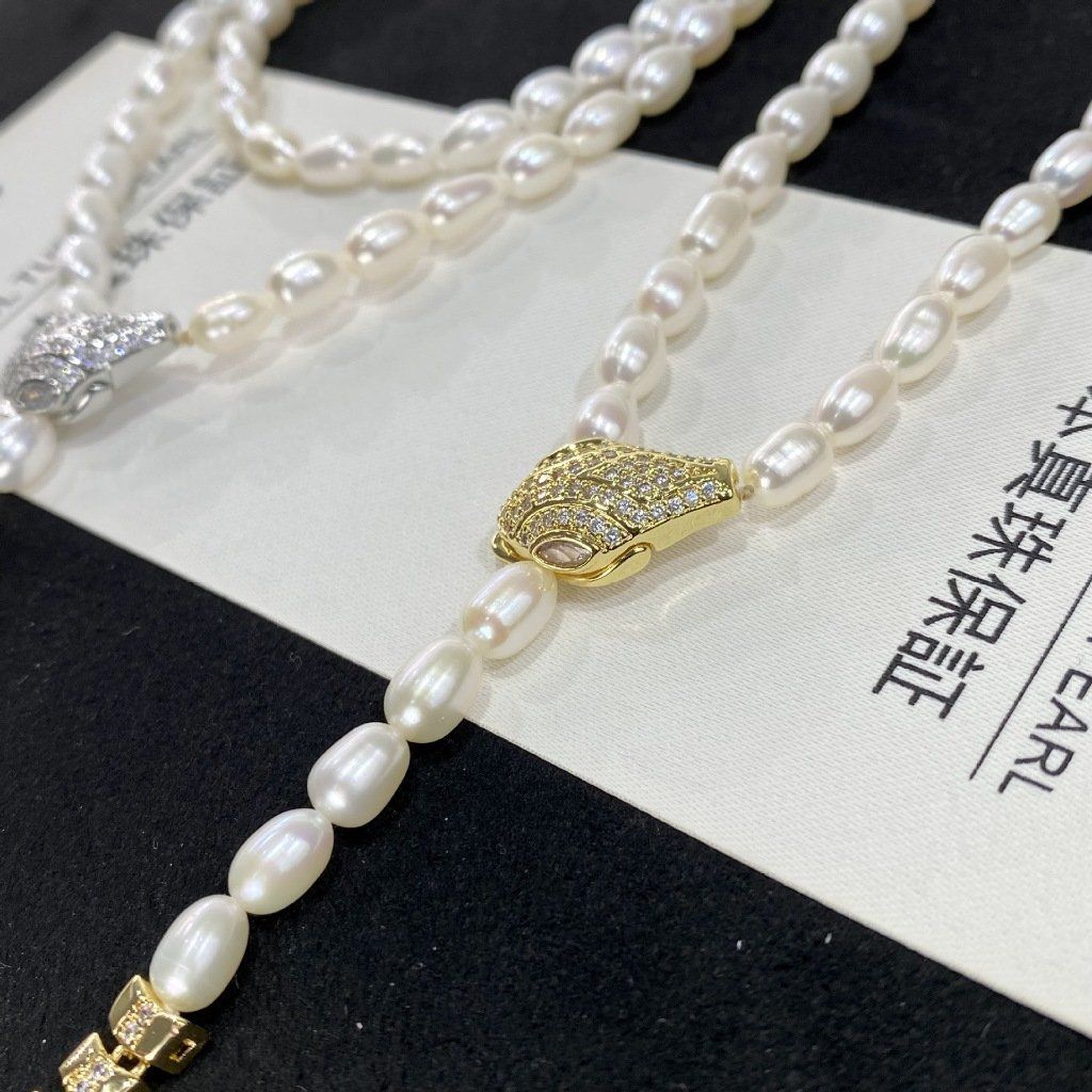 Vòng Cổ Choker Hạt Gạo Tự Nhiên 57cm 7-8mm Khoá Rắn Sang Trọng Tinh Tế Cá Tính MADAME HIEN PEARLS Cho Nữ CG079
