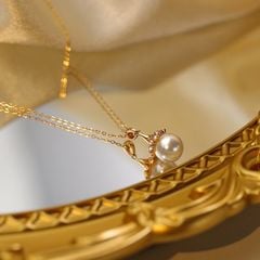 Vòng Cổ Choker Mặt Đính Ngọc Trai Tự Nhiên Lấp Lánh Khung Hoa Tuyết Thanh Lịch MADAME HIEN PEARLS Cho Nữ MT036