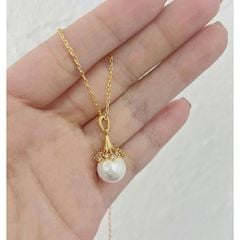 Vòng Cổ Choker Mặt Đính Ngọc Trai Tự Nhiên Lấp Lánh Khung Hoa Tuyết Thanh Lịch MADAME HIEN PEARLS Cho Nữ MT036