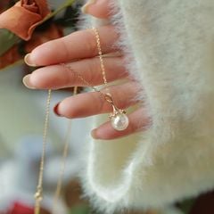 Vòng Cổ Choker Mặt Đính Ngọc Trai Tự Nhiên Lấp Lánh Khung Hoa Tuyết Thanh Lịch MADAME HIEN PEARLS Cho Nữ MT036