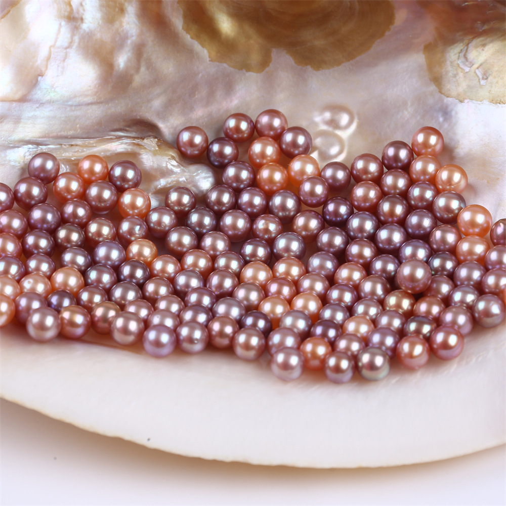 Hạt Ngọc Trai tròn Ngọc Trai Tròn Hồng Tím Tự Nhiên 6-7mm AAA Làm Phụ Kiện Trang Sức MADAME HIEN PEARLS HT018