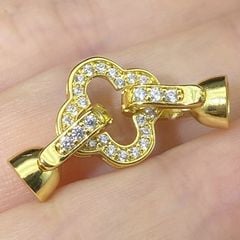 Chốt Khoá Mặt Vòng cổ Hoặc Vòng Tay Mạ Vàng 18k Mắc Xích Khoá Cỏ 4 Lá LV Sang Trọng MADAME HIEN PEARLS PKKC011