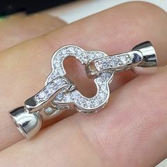 Chốt Khoá Mặt Vòng cổ Hoặc Vòng Tay Mạ Vàng 18k Mắc Xích Khoá Cỏ 4 Lá LV Sang Trọng MADAME HIEN PEARLS PKKC011