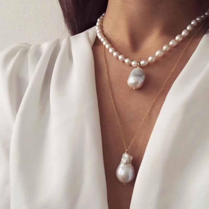 Vòng Cổ Ngọc Trai Mặt Baroque To Khủng Phong Cách Tối Giản Sang Trọng MADAME HIEN PEARLS MB015