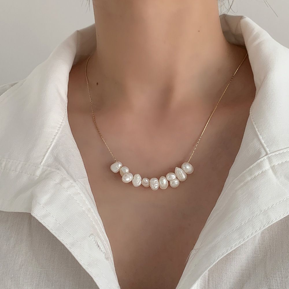 Vòng Cổ Ngọc Trai Mặt Cười Dáng Chuỗi Hạt Baroque Phong Cách Đơn Giản MADAME HIEN PEARLS MB016
