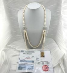 Vòng Cổ Ngọc Trai Trắng Tròn Tự Nhiên Dây Đôi Khoá Channel Sang Trọng MADAME HIEN PEARLS CT043TR