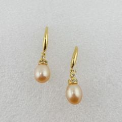 Bông Tai Bạc s925 Đính Ngọc Trai Tự Nhiên Chuôi Khoá Móc Câu Tối Giản MADAME HIEN PEARLS BTG063