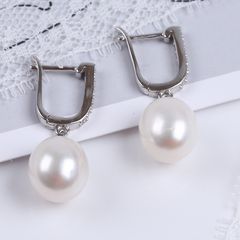 Bông Tai Bạc s925 Đính Ngọc Trai Tự Nhiên Chuôi Khoá Móc Câu Tối Giản MADAME HIEN PEARLS BTG062