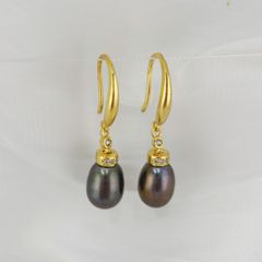 Bông Tai Bạc s925 Đính Ngọc Trai Tự Nhiên Chuôi Khoá Móc Câu Tối Giản MADAME HIEN PEARLS BTG063