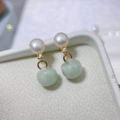 Bông Tai Mặt Hạt Ngọc Trai Tự Nhiên Tua Rua Hạt Cẩm Thạch Tròn Xinh Xắn MADAME HIEN PEARLS Cho Nữ BTN273