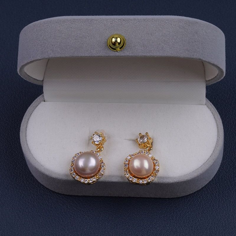 Bông Tai Ngọc Trai Tự Nhiên Dáng Hoa 5 Cánh Đính Đá Zircon Sang Trọng MADAME HIEN PEARLS Cho Nữ BTN270