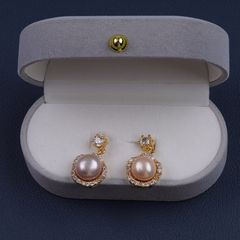 Bông Tai Ngọc Trai Tự Nhiên Dáng Hoa 5 Cánh Đính Đá Zircon Sang Trọng MADAME HIEN PEARLS Cho Nữ BTN270