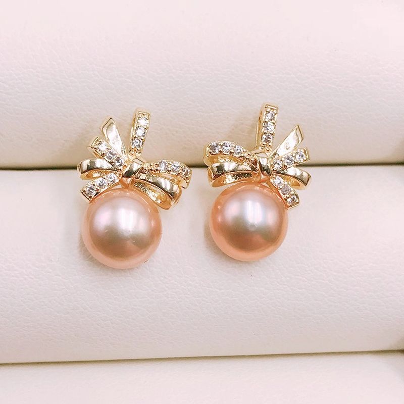 Bông Tai Ngọc Trai Tự Nhiên Kim Bạc Ý s925 Dáng Nơ Đáng Yêu MADAME HIEN PEARLS BTN047