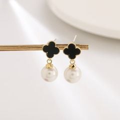 Bông Tai Ngọc Trai Tua Rua Giọt Nước Tự Nhiên Mặt Cỏ 4 Lá Sang Trọng MADAME HIEN PEARLS Cho Nữ BTG158