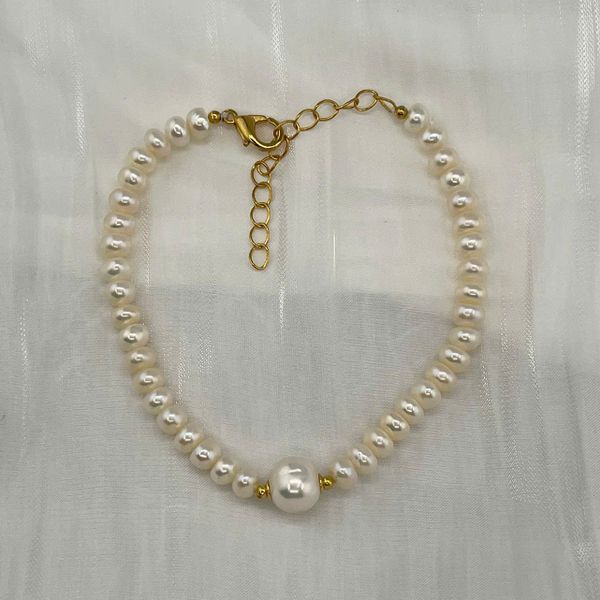 Vòng Tay Ngọc Trai Tự Nhiên MADAME HIEN PEARLS Mặt 1 Hạt Tối Giản Cho Nữ Khoá Càng Cua Điều Chỉnh Kích Thước VTT065B