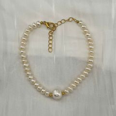 Vòng Tay Ngọc Trai Tự Nhiên MADAME HIEN PEARLS Mặt 1 Hạt Tối Giản Cho Nữ Khoá Càng Cua Điều Chỉnh Kích Thước VTT065B
