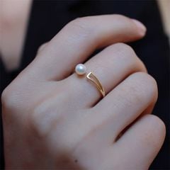 Nhẫn Mở Mặt Mạ Vàng Thiết Kế Đơn Giản Thời Trang Unisex Nam Nữ NN009