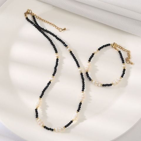 Vòng Tay Pha Lê Đen Phối Ngọc Trai Nhí Kiểu Dáng Spinel MADAME HIEN PEARLS Unisex Nam Nữ VTB060