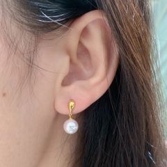 Bông Tai Ngọc Trai Tự Nhiên Hạt Tròn Cao Cấp Mặt Giọt Nước 10-11mm MADAME HIEN PEARLS BTT073
