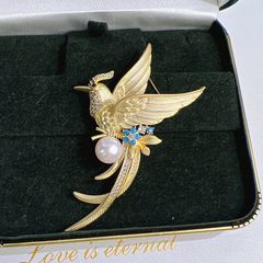 Ghim Cài Áo Kim Phượng Hoàng Đính Ngọc Trai Tự Nhiên MADAME HIEN PEARLS Quà Tặng Sếp Sang Trọng PKC030