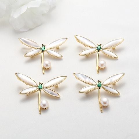 Ghim Trâm Cài Áo Kim Chuồn Chuồn Đính Hạt Ngọc Trai Tự Nhiên MADAME HIEN PEARLS Cho Nữ PKC049