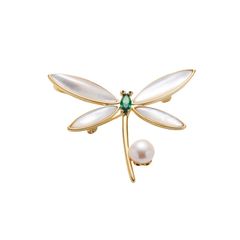 Ghim Trâm Cài Áo Kim Chuồn Chuồn Đính Hạt Ngọc Trai Tự Nhiên MADAME HIEN PEARLS Cho Nữ PKC049